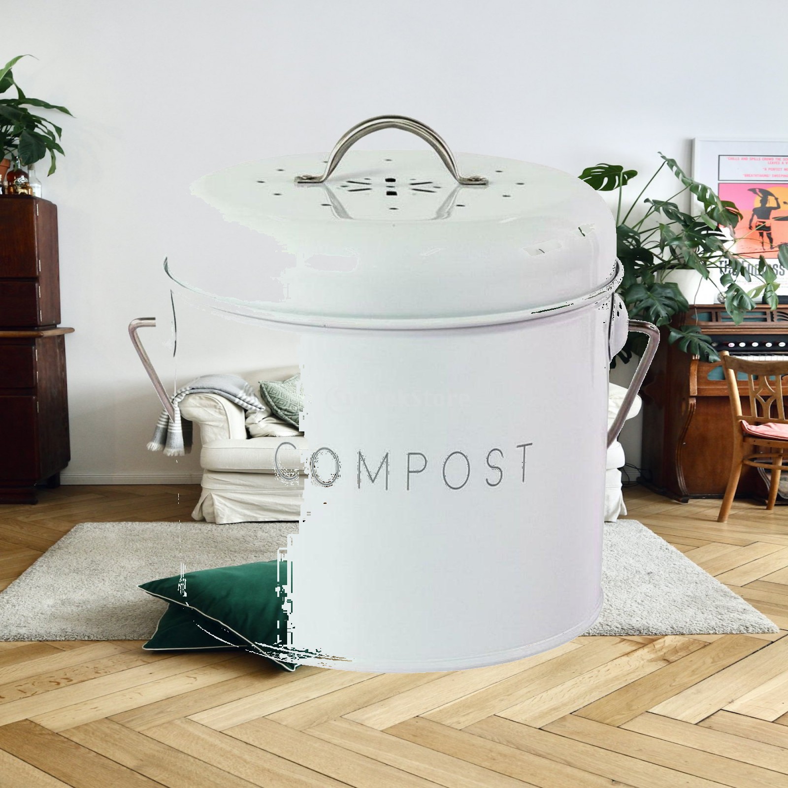 Compost Bin - Lixeira de Mesa para Cozinha, Lixeira